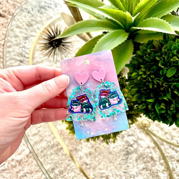 Lisa Frank Raccoon Acrylic Sticker Earrings - Picture 3 of 4